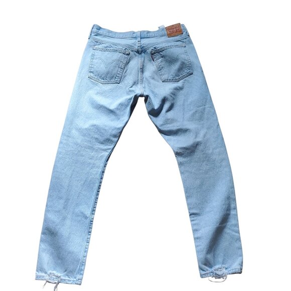 Levi’s 501 Light Wash Button Fly Skinny Distressed High Rise Jeans Size 31x30 - Picture 1 of 16